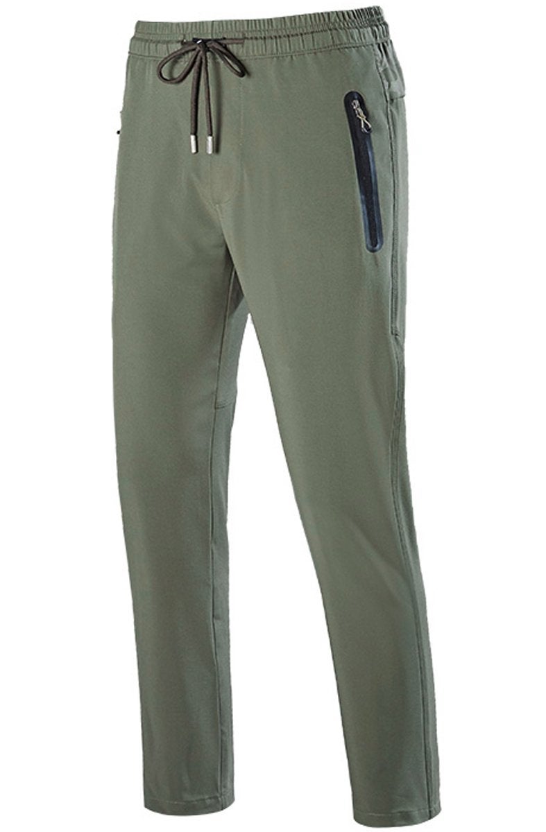 Gopune Men's Lightweight Hiking Travel Pants Breathable Athletic Workout Active Joggers Zipper Pockets (Army Green,M) - Image 2